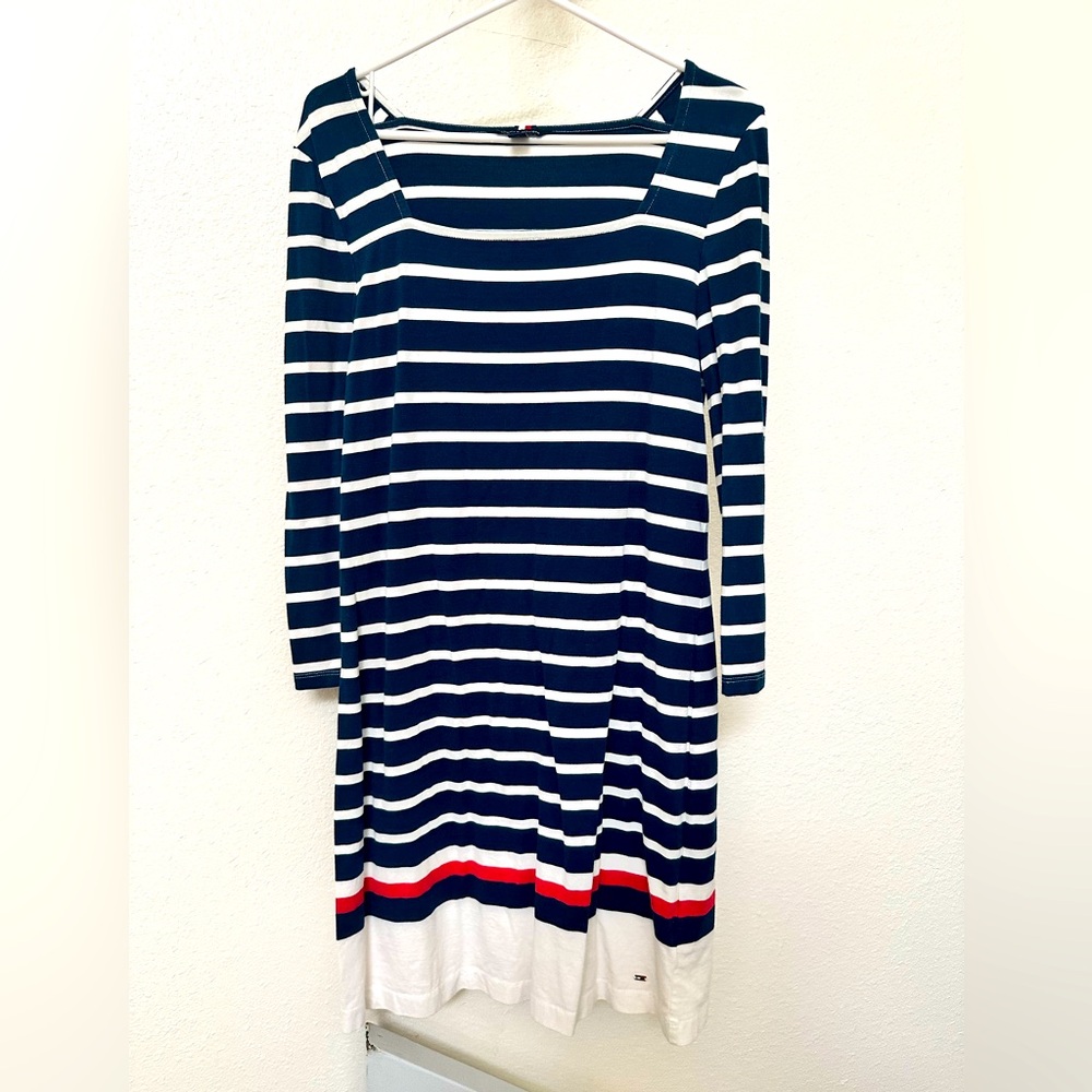 Tommy Hilfiger Elegant Blue and White Casual Dress